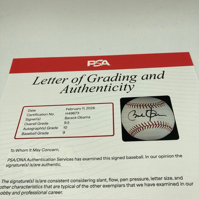 President Barack Obama Single Signed Baseball PSA DNA Auto Graded 10 GEM MINT