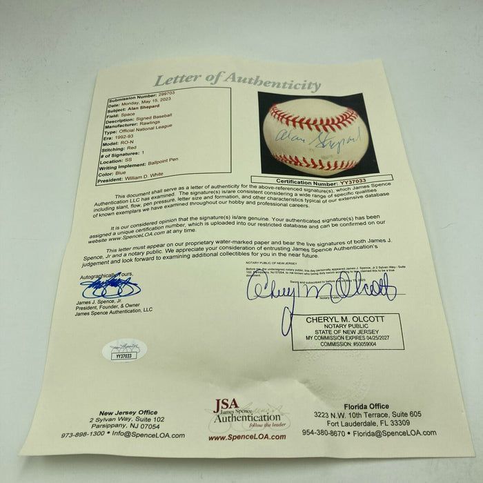 Alan Shepard Single Signed Baseball With JSA COA Apollo Astronaut