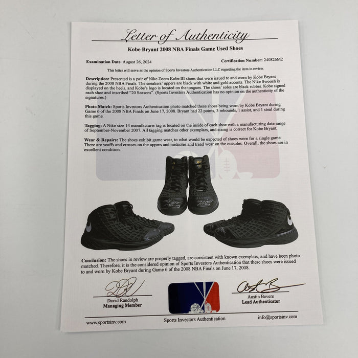 Kobe Bryant Photomatched 2008 NBA Finals Game Used Signed Sneakers Shoes PSA DNA