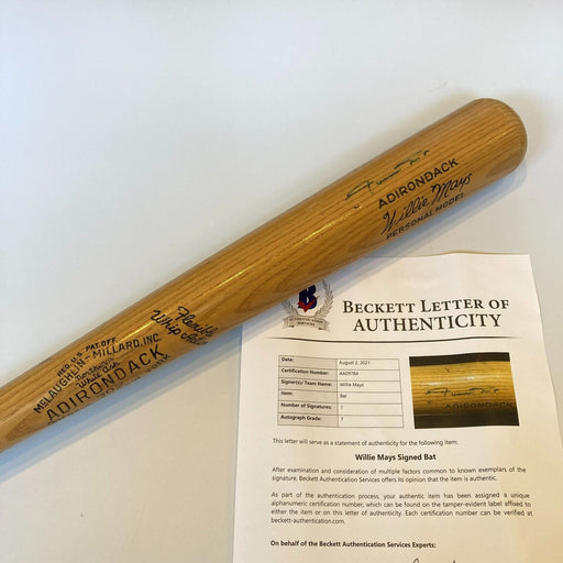 Willie Mays Signed Adirondack Game Model Baseball Bat Beckett COA