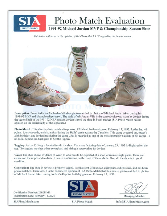 Michael Jordan Photo Matched Game Used Twice Signed 1992 Nike Sneakers JSA COA