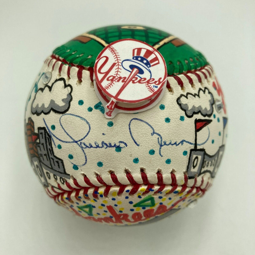 Mariano Rivera Signed Hand Painted Charles Fazzino Pop Art Baseball Steiner