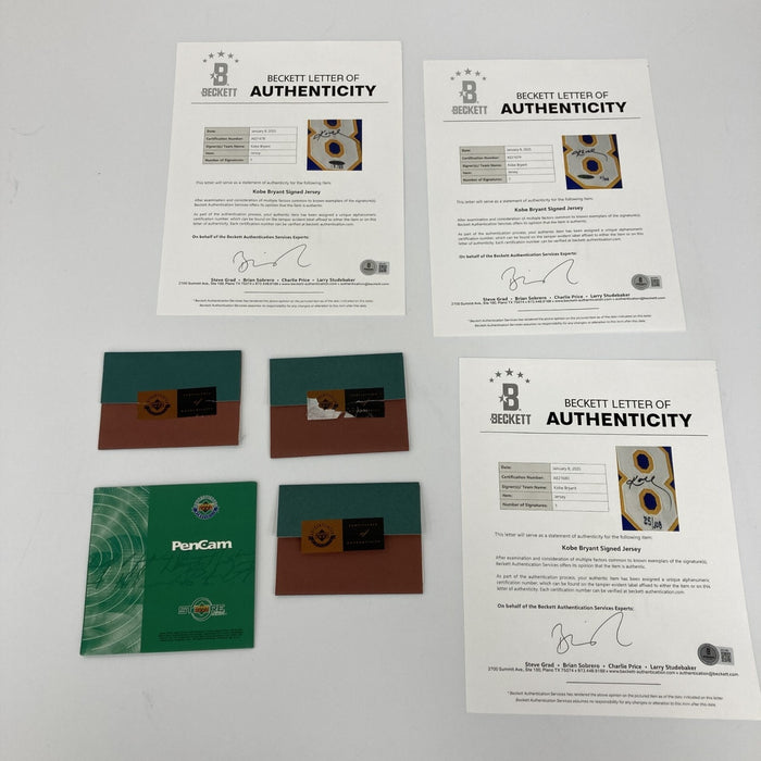 Kobe Bryant 3 Signed NBA Finals Los Angeles Lakers Jerseys Display UDA & Beckett