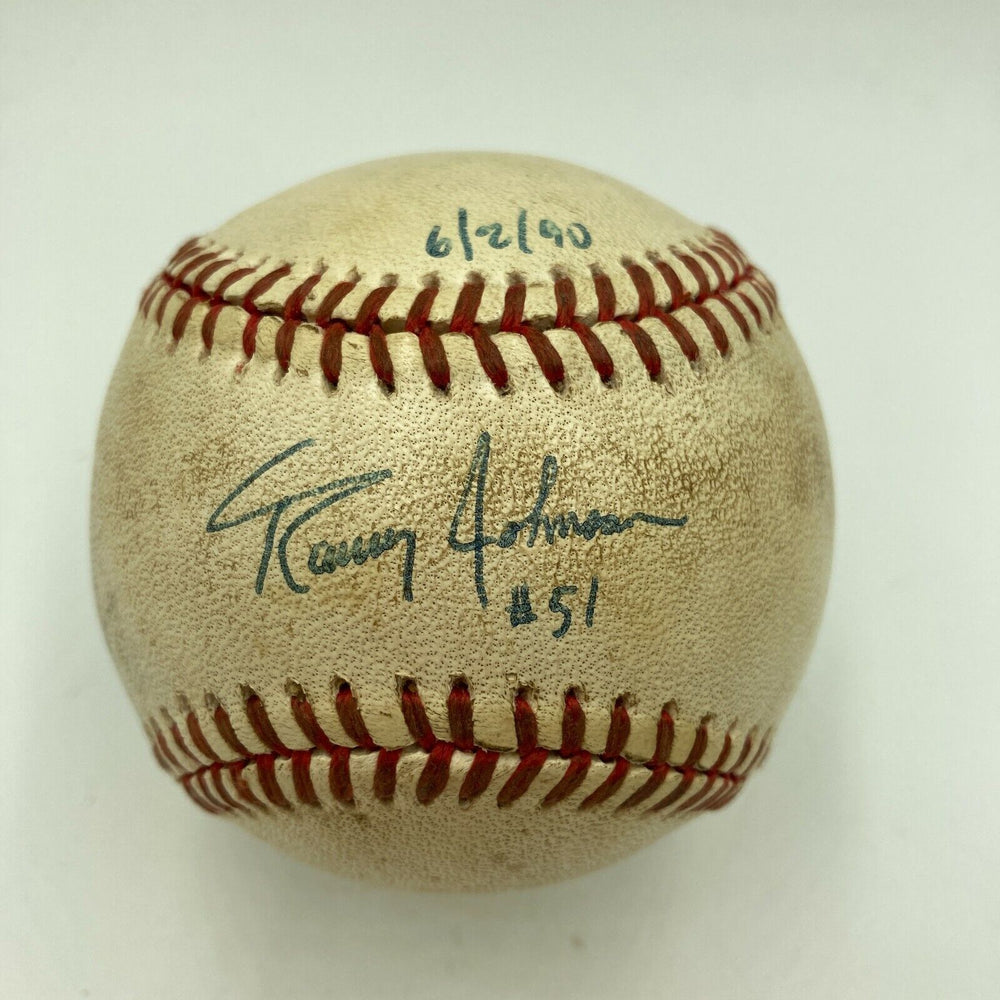 Randy Johnson First No Hitter Signed Game Used Baseball 6-2-1990 Beckett & MEARS