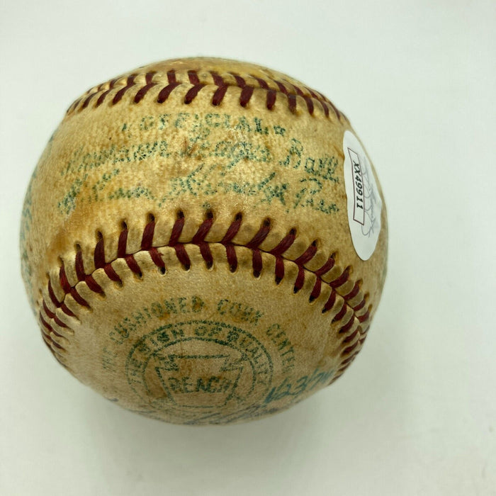 1959 Willie Mays Hank Aaron Gil Hodges Hall Of Fame Multi Signed Baseball JSA