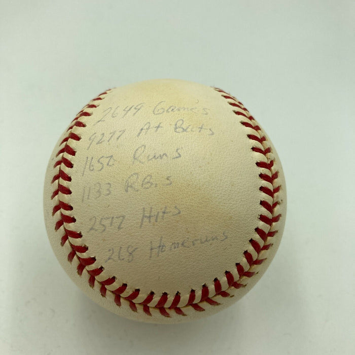 Joe Morgan Signed Heavily Inscribed Career STAT Baseball Reggie Jackson COA