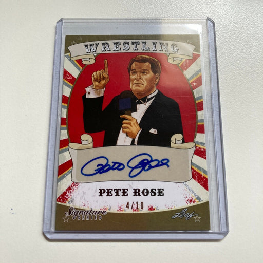 2016 Leaf Wrestling Pete Rose #4/10 Auto Signed Baseball Card