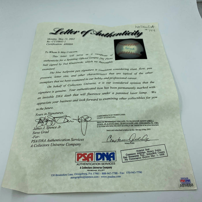 Beautiful Ted Kluszewski Single Signed Autographed Baseball With PSA DNA COA