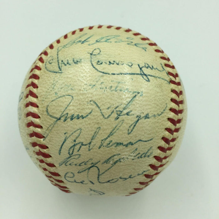 Beautiful 1956 Cleveland Indians Team Signed American League Baseball JSA COA