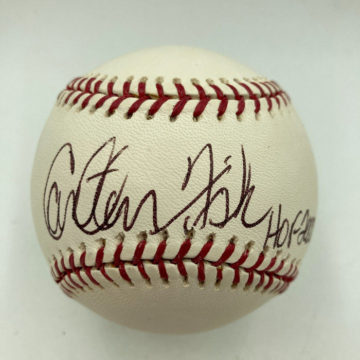 Carlton Fisk HOF 2000 & Johnny Pesky Signed 2004 World Series Baseball JSA COA