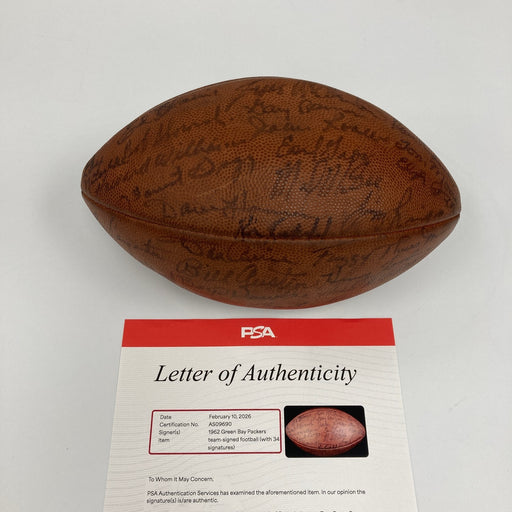 1962 Green Bay Packers NFL Champs Team Signed Football PSA DNA