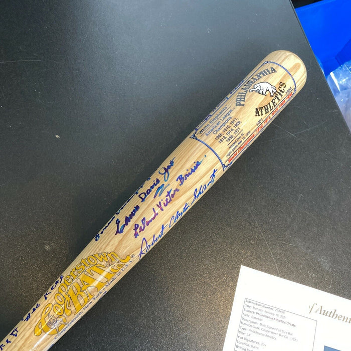 Rare Philadelphia Athletics Legends Full Name Signed Inscribed Bat With JSA COA