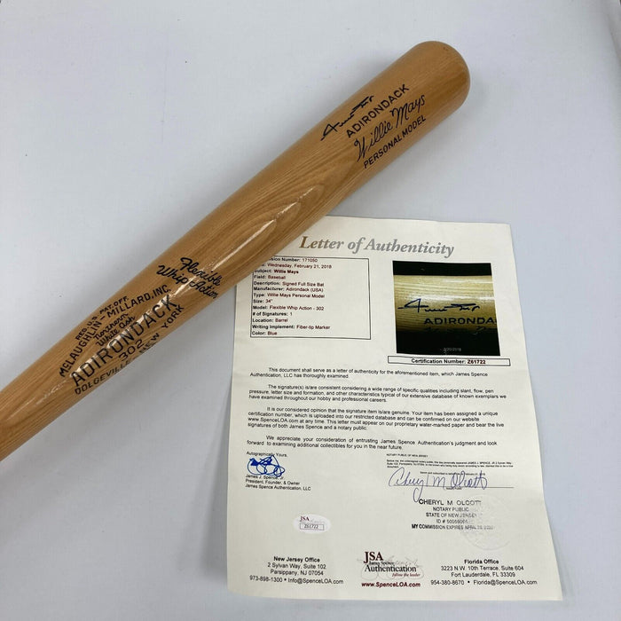 Willie Mays Signed Adirondack Game Model Baseball Bat JSA COA