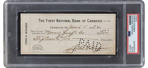 1918 Honus Wagner Signed Autographed Check PSA DNA Certified