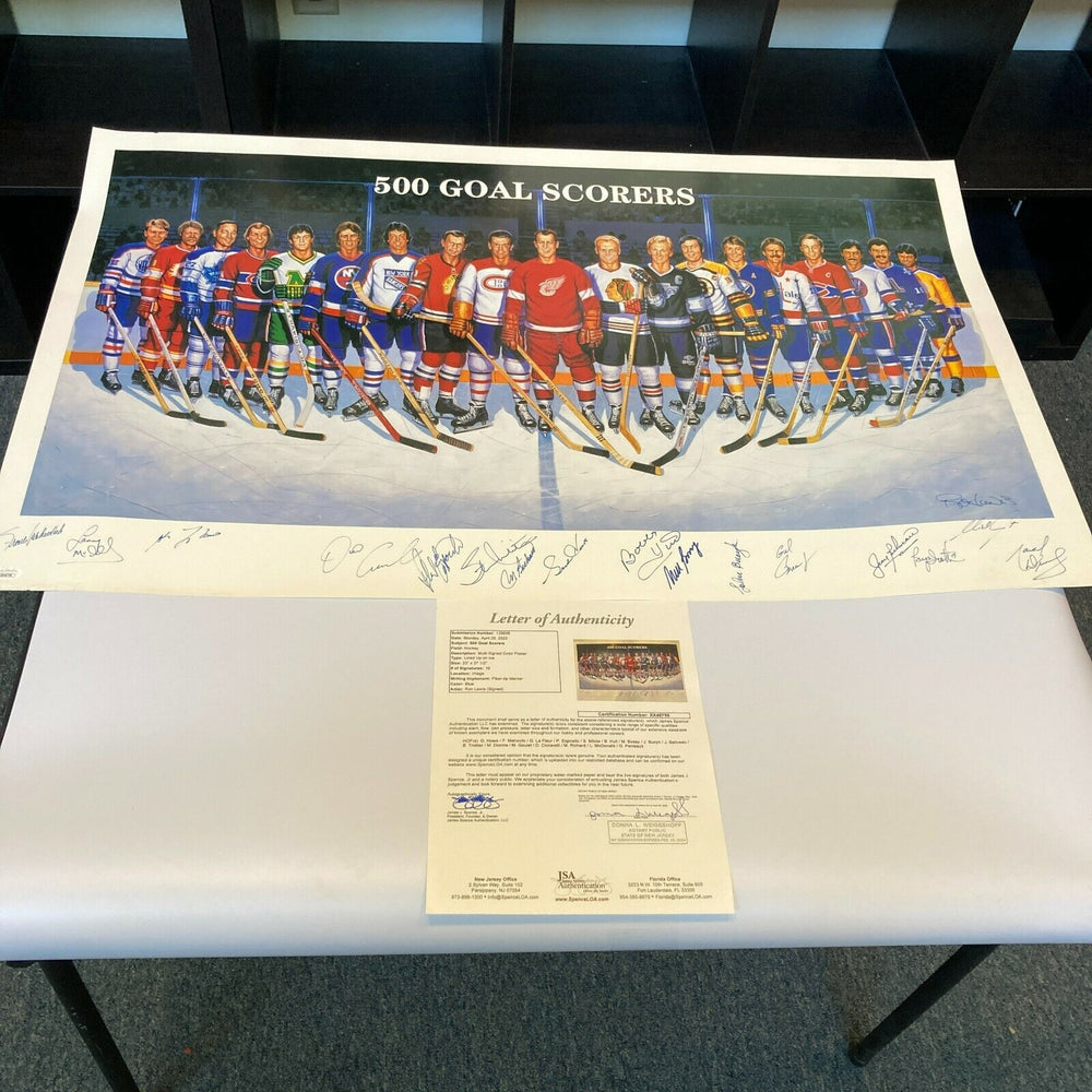 500 Goal Scorers Signed Large 23x38 Litho Photo 16 Sigs Gordie Howe JSA COA