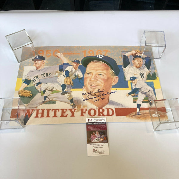 Whitey Ford "Chairman Of The Board Hall Of Fame 1974" Signed 13x22 Photo JSA COA