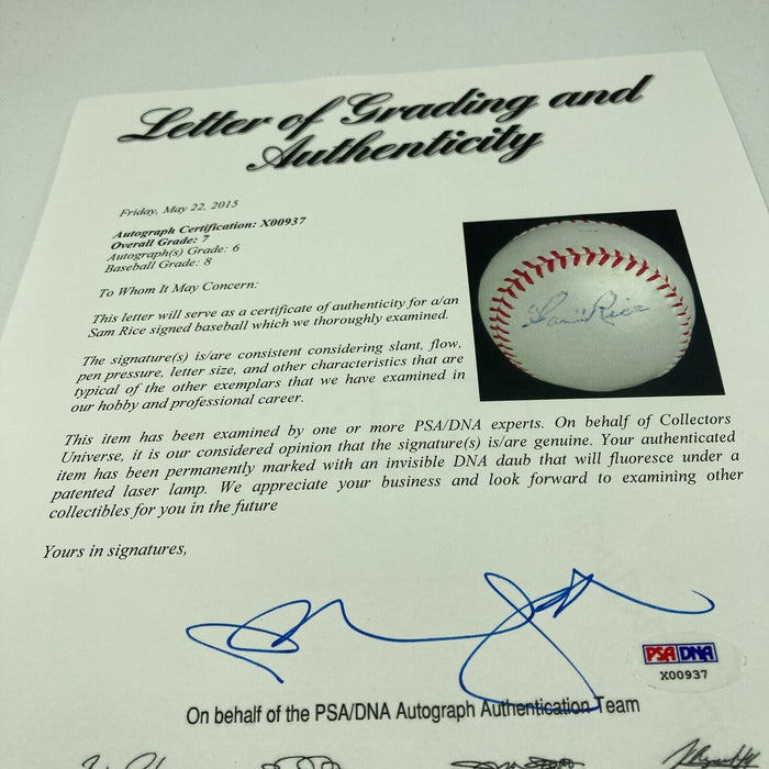 Sam Rice Single Signed Autographed Baseball With PSA DNA & JSA COA RARE HOF