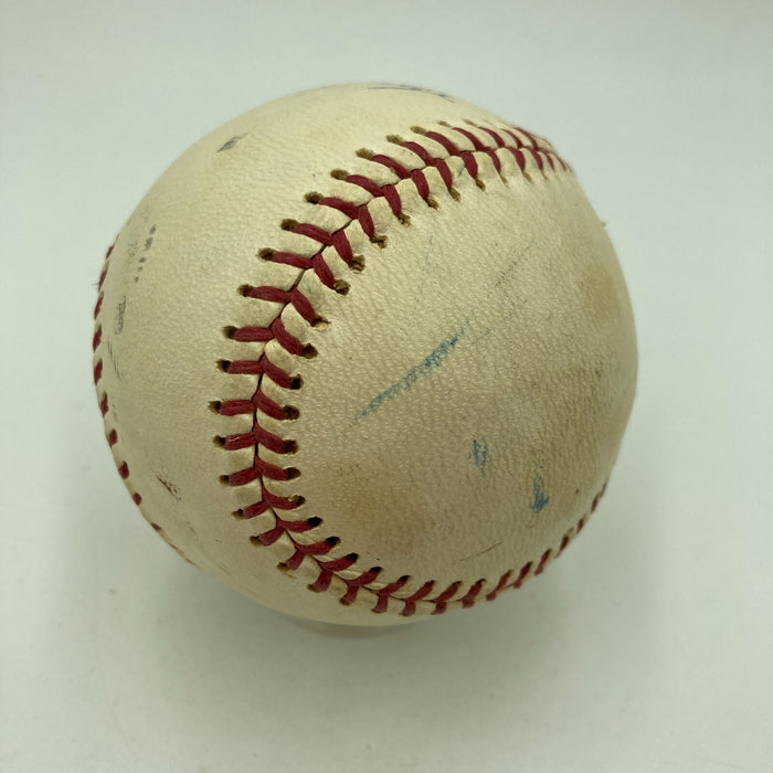Satchel Paige Single Signed Baseball PSA DNA Graded Near Mint 8
