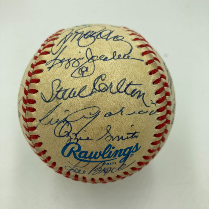 Hall Of Fame Multi Signed Baseball 30 Sigs Yogi Berra Reggie jackson JSA COA
