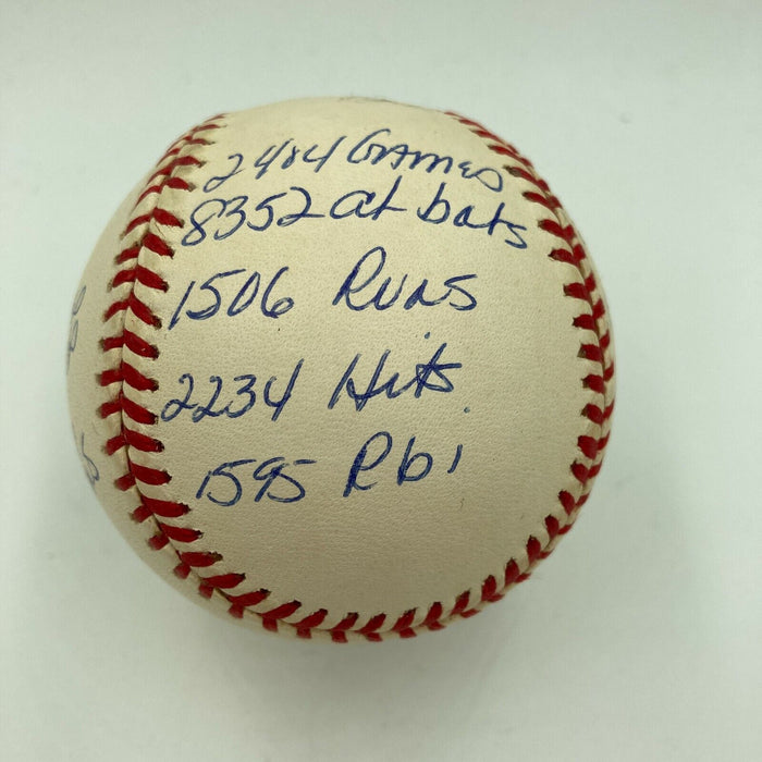 Mike Schmidt Signed Heavily Inscribed Career STAT Baseball Reggie Jackson COA