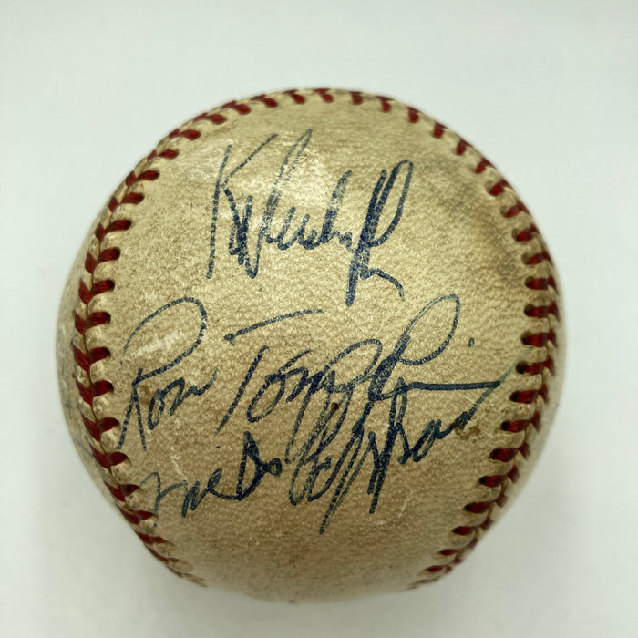 Ernie Banks Ron Santo Billy Williams Chicago Cubs Legends Signed Baseball JSA