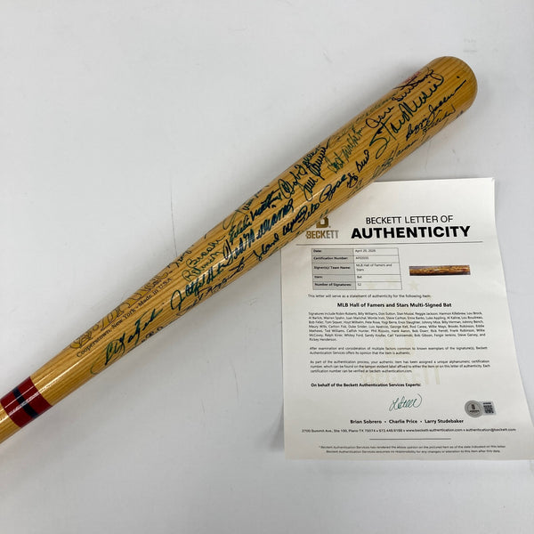Ted Williams Sandy Koufax Hank Aaron 52 Sigs Hall Of Fame Multi Signed Bat BAS