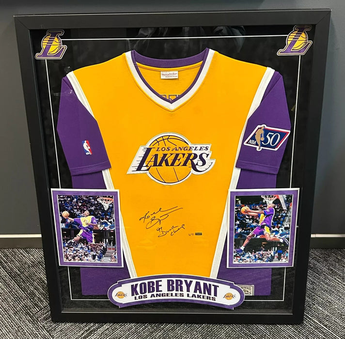 Kobe Bryant "1997 Dunk Champ" Signed Los Angeles Lakers Jersey Framed Panini COA