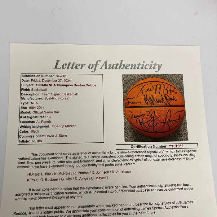 1983-1984 Boston Celtics NBA Champs Team Signed Official NBA Game Basketball JSA