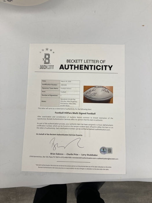Ray Nitschke Dick Butkus Mike Ditka HOF Multi Signed Football Beckett COA