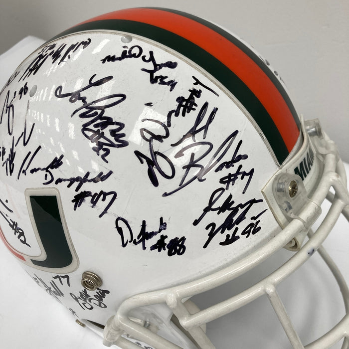 1998 Miami Hurricane Team Signed Game Issued Helmet 41 Sigs PSA DNA COA