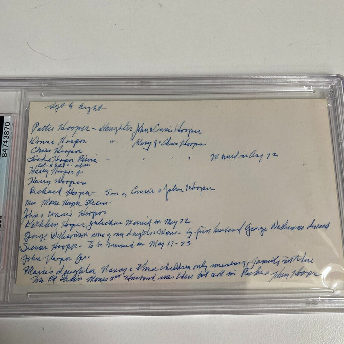 Extraordinary Harry Hooper Signed Postcard With His Family Tree PSA DNA & JSA