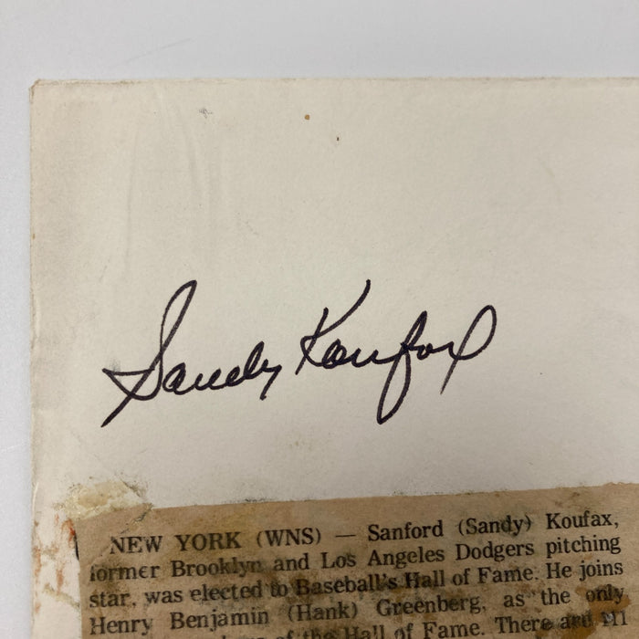 Sandy Koufax Signed 1972 Hall Of Fame Induction Envelope JSA Certified