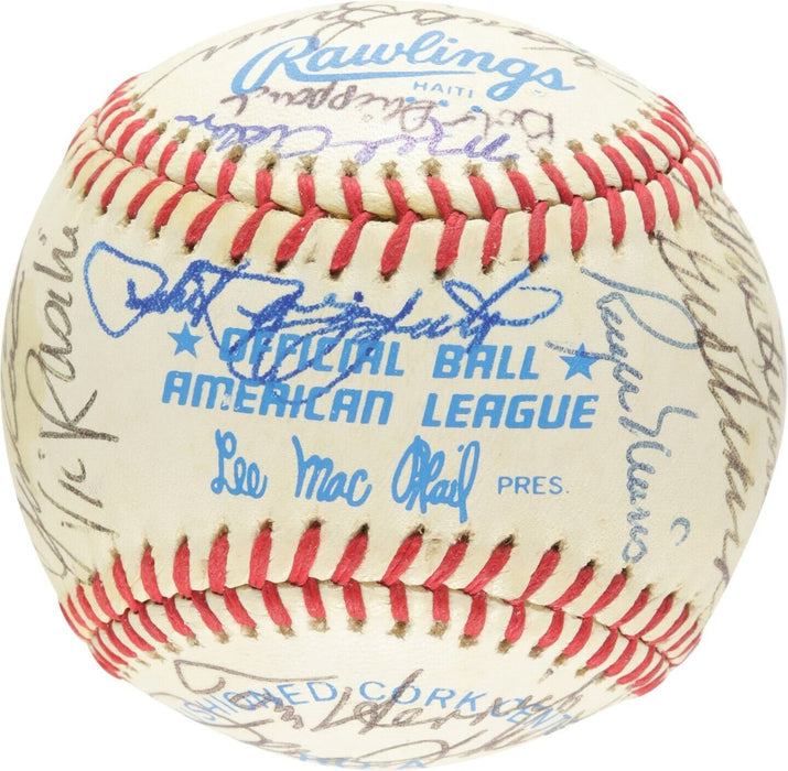 Mickey Mantle Roger Maris Joe Dimaggio Yankees Greats Signed Baseball 36 Sig PSA