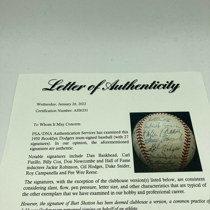 Jackie Robinson Roy Campanella 1950 Brooklyn Dodgers Signed Baseball PSA DNA COA