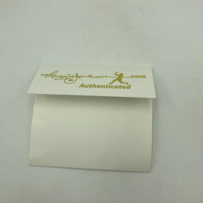 Joe Montana Signed Heavily Inscribed Career STAT Baseball Reggie Jackson COA