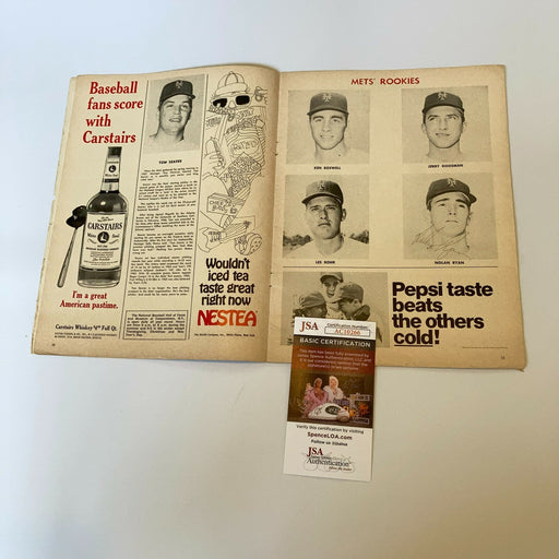 Nolan Ryan Rookie Signed Vintage 1968 New York Mets Program With JSA COA