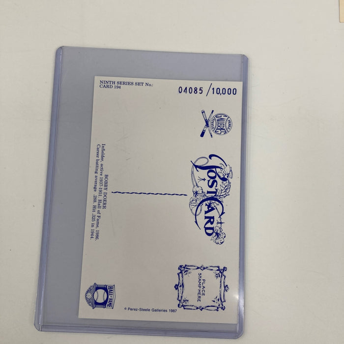 Bobby Doerr Signed Autographed Perez Steele Postcard