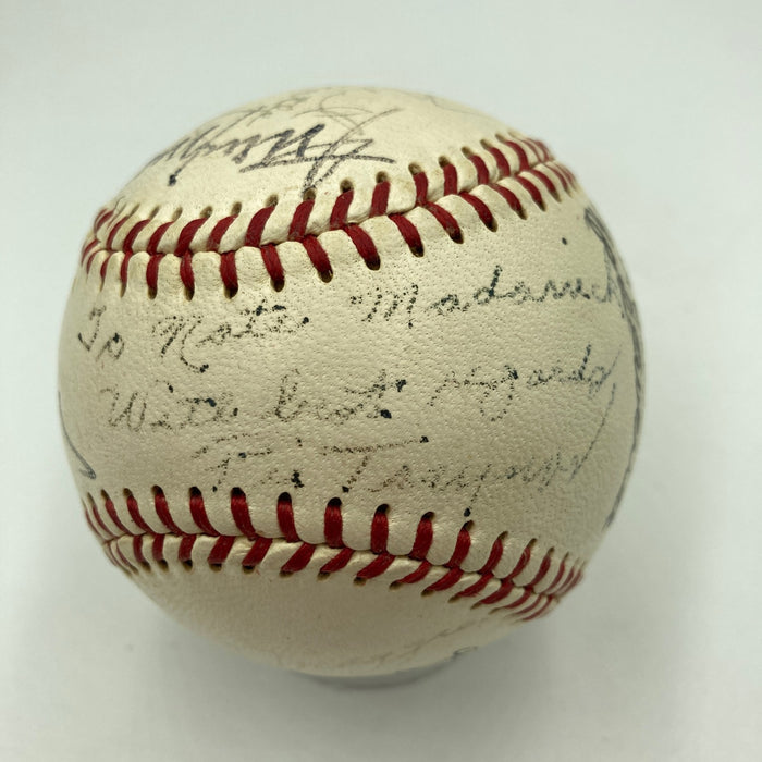 Mickey Mantle Joe DiMaggio Pie Traynor Hall Of Fame Multi Signed Baseball JSA