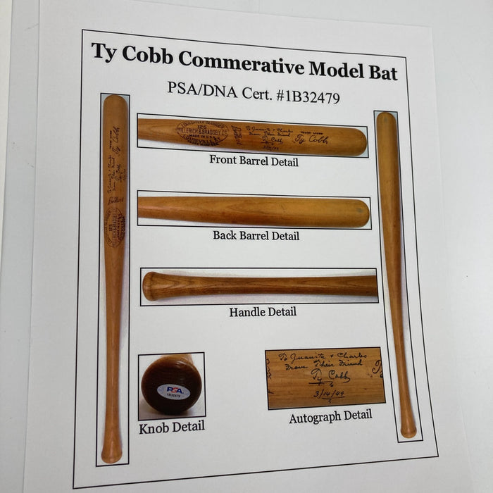 The Finest Ty Cobb Signed Baseball Bat Graded 10 GEM MINT From Babe Ruth PSA DNA