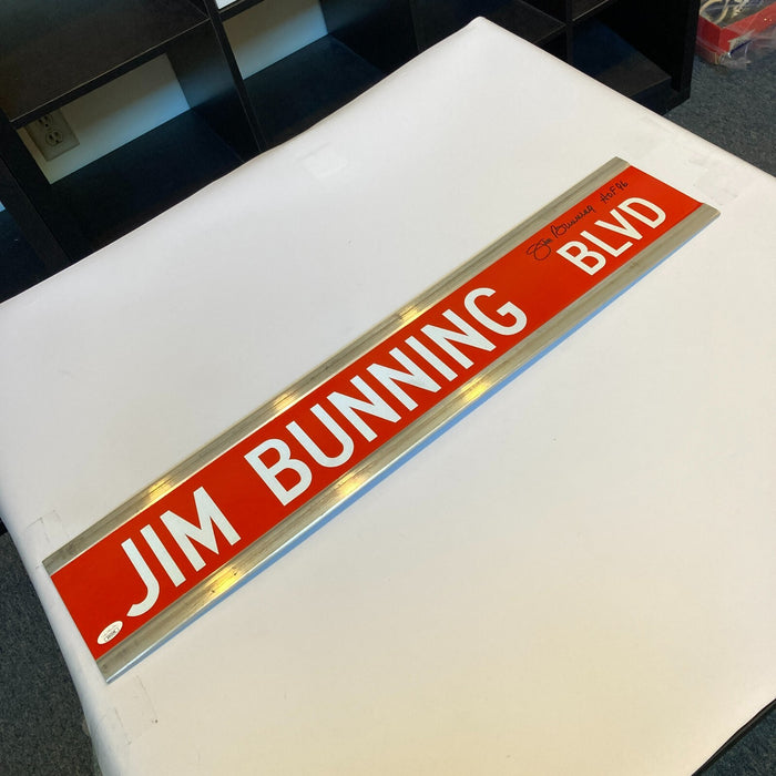 Jim Bunning Signed 6x30 Street Sign Jim Bunning BLVD JSA COA