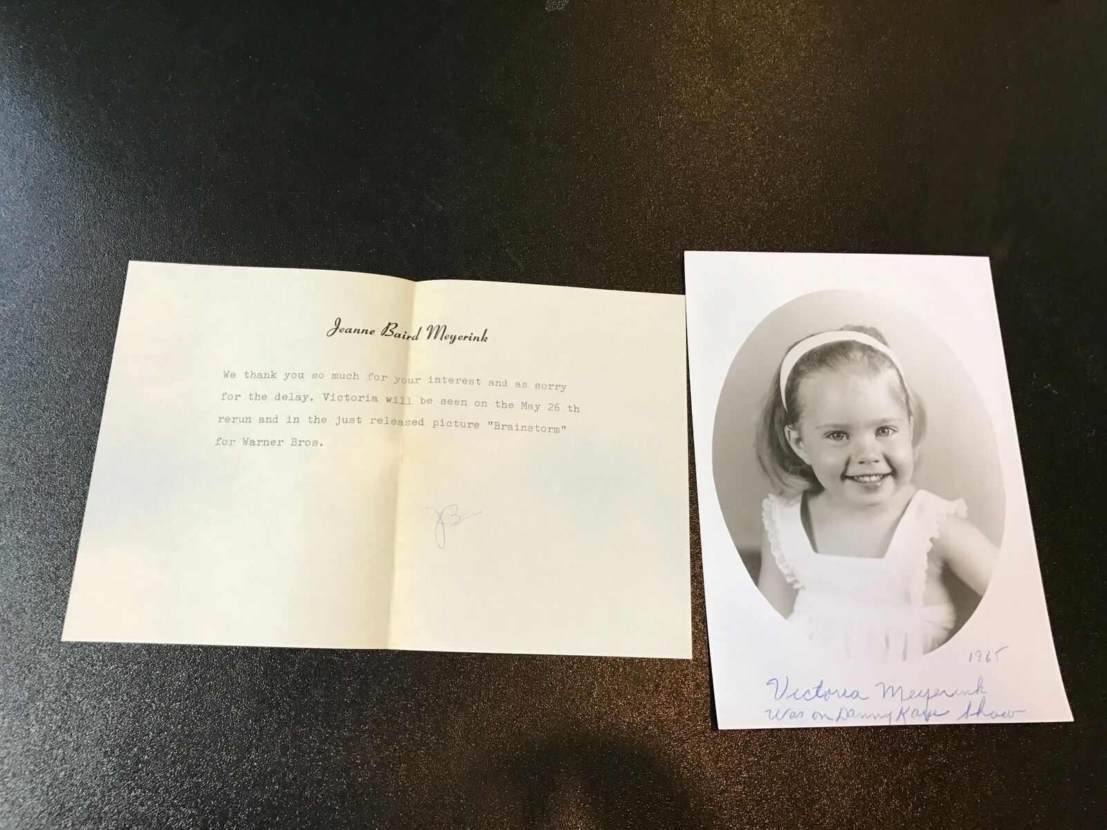 1965 Victoria Paige Meyer Ink Original Photo With Letter From Mother
