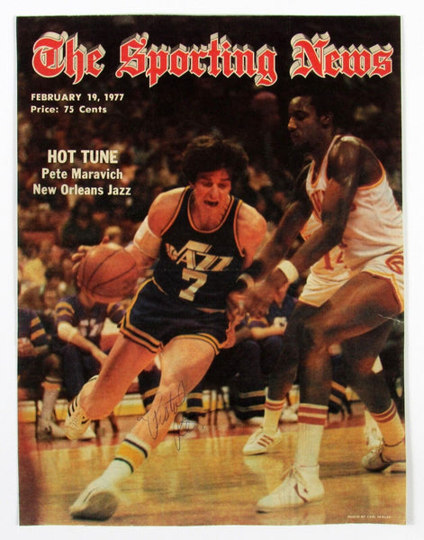 Pete Maravich "Pistol Pete" Signed 1977 Sporting News Magazine JSA COA