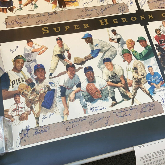 NBA, MLB, NFL & NHL Legends Sports Heroes Signed Litho Photo 60+ Sigs JSA COA