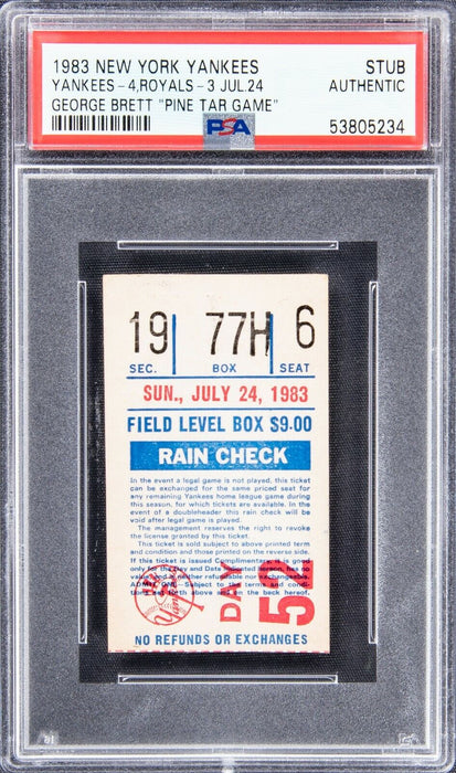 George Brett Pine Tar Game Original Ticket Stub July 24, 1983 PSA Authentic