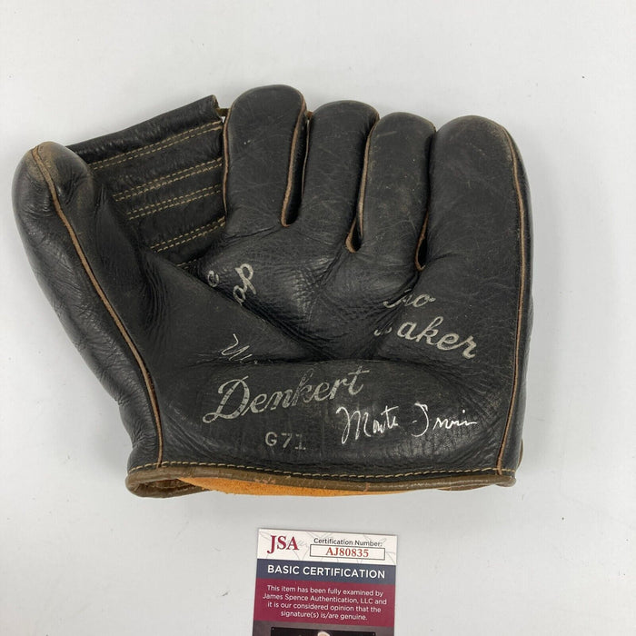 Monte Irvin Signed Denkert 1940's Game Model Baseball Glove JSA COA