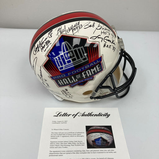 Johnny Unitas Bart Starr Jim Brown Hall Of Fame Multi Signed FS Helmet PSA
