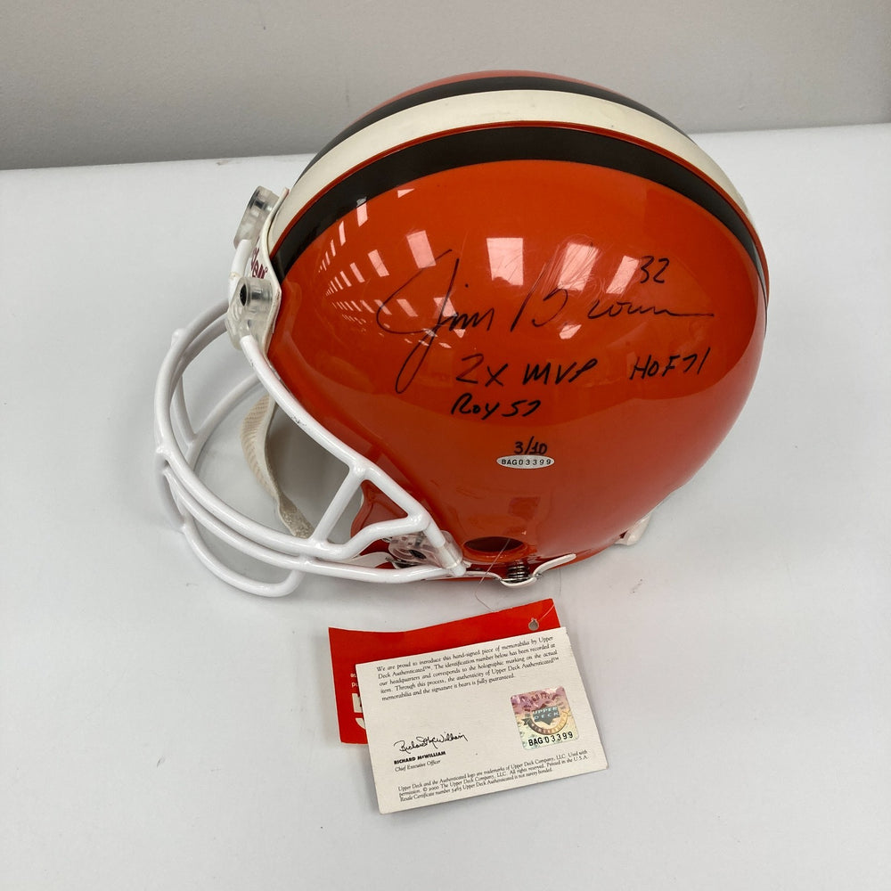 Jim Brown 2X MVP HOF 1971 ROY 1957 Signed Cleveland Browns Helmet PSA DNA & UDA
