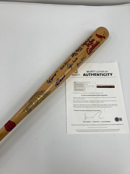 St. Louis Cardinals HOF Legends Signed Bat Stan Musial 8 Sigs Beckett COA