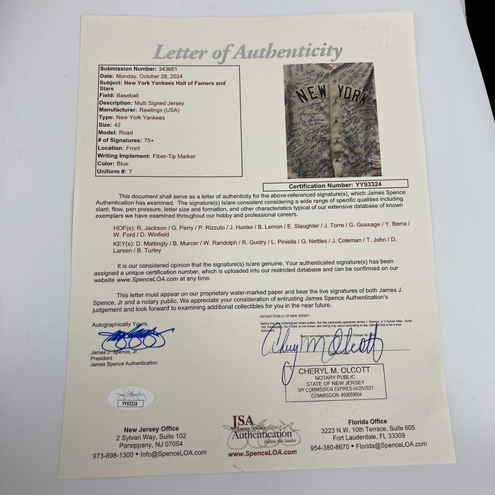 New York Yankees Legends Signed Mickey Mantle Jersey With 95 Signatures! JSA COA