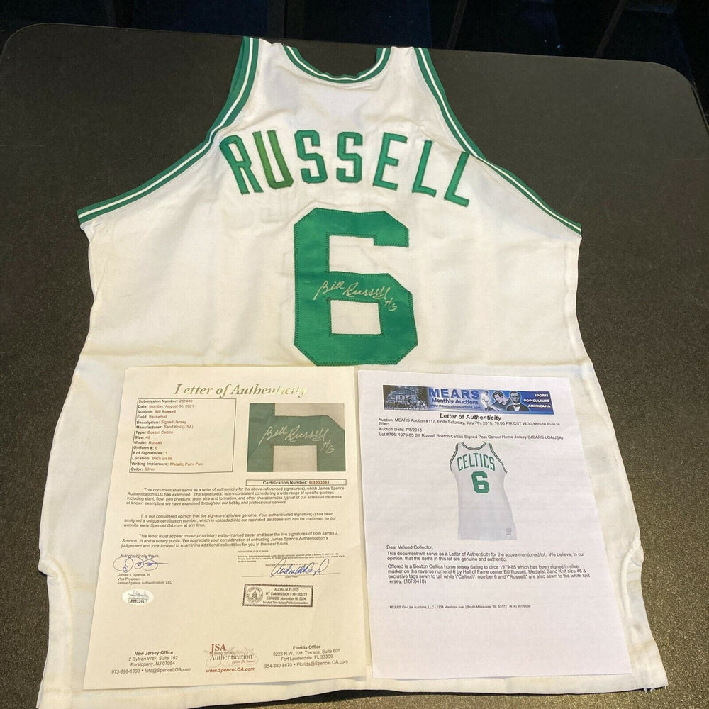 Bill Russell Signed Authentic Boston Celtics Game Used Jersey JSA & MEARS COA